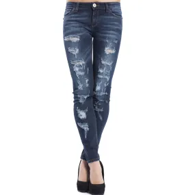 ALMAGORES Skinny dark jeans with rips DENIM Art. 541AL26204