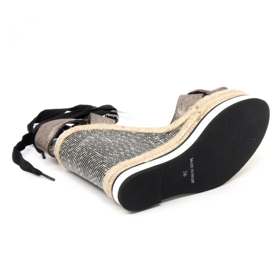 B4983  sandalo donna ESPADRILLES BULL scarpa zeppa nero/oro shoe sandal woman