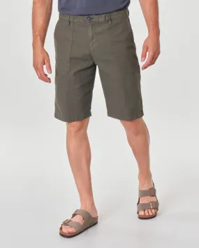 Bermuda verde militare in misto cotone e lino stretch