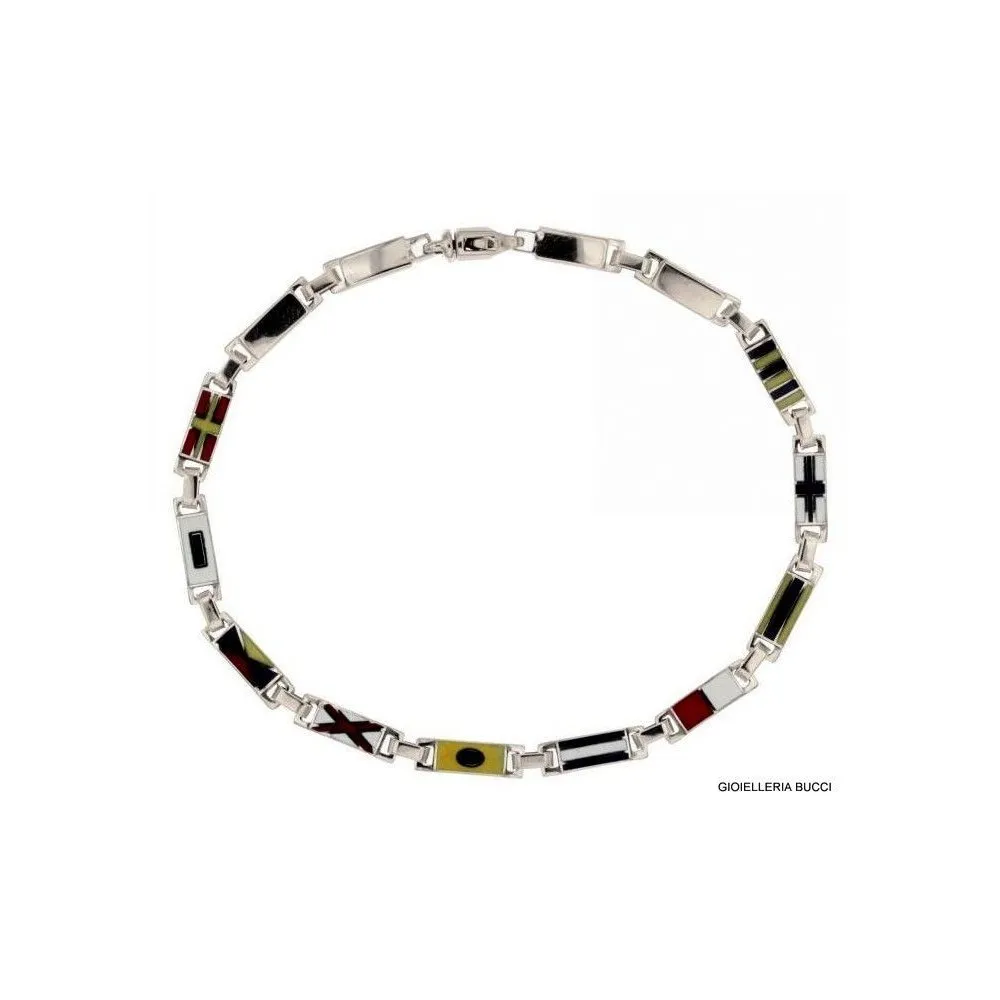 BRACCIALE BANDIERE NAUTICHE UOMO IN ORO BIANCO 18 KT