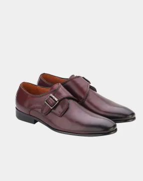 Brown leather one-buckle monk strap shoe