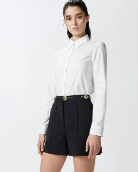  Camicia slim in popeline stetch con ricamo    