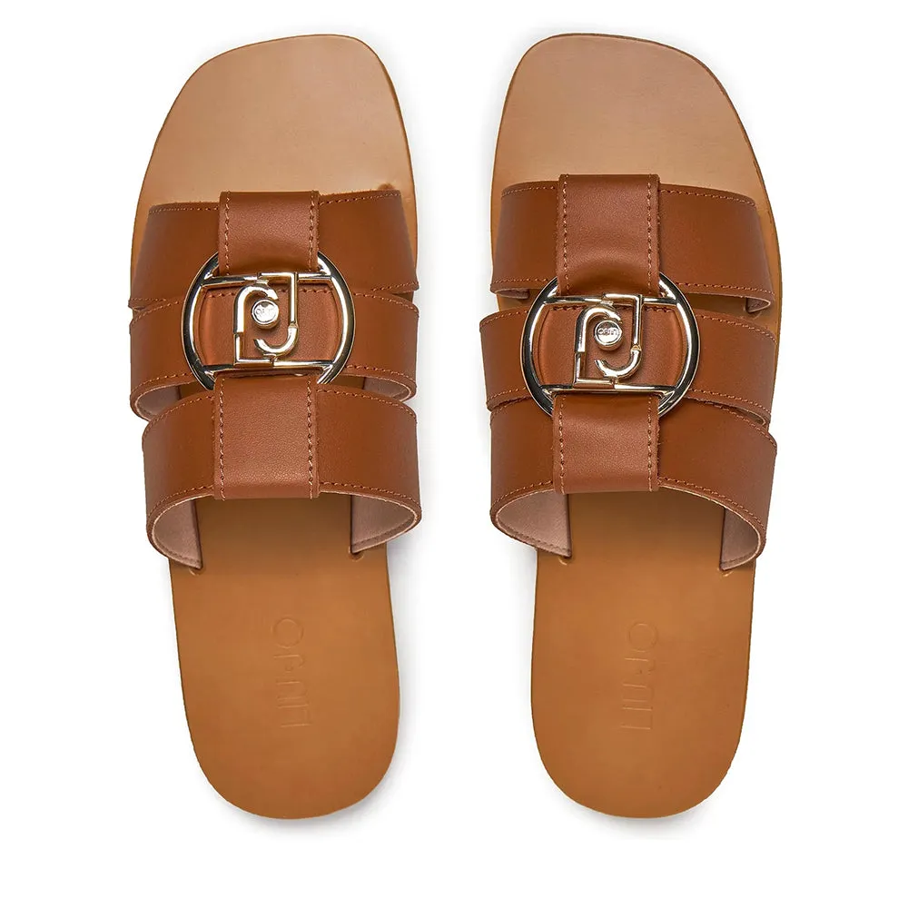 Ciabatte Flat LIU JO Saba 08 in Pelle color Cuoio