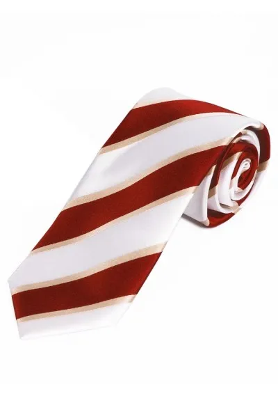 Cravatta lunga con disegno a righe nobili bianco rosso crema