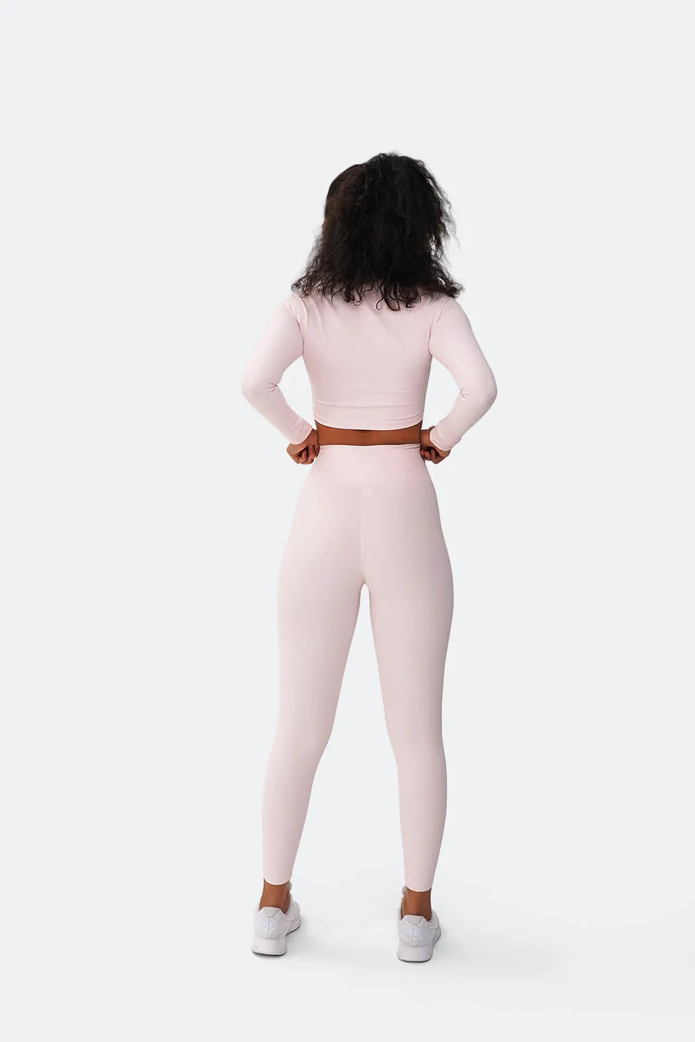 Crop top a maniche lunghe rosa vaniglia  
