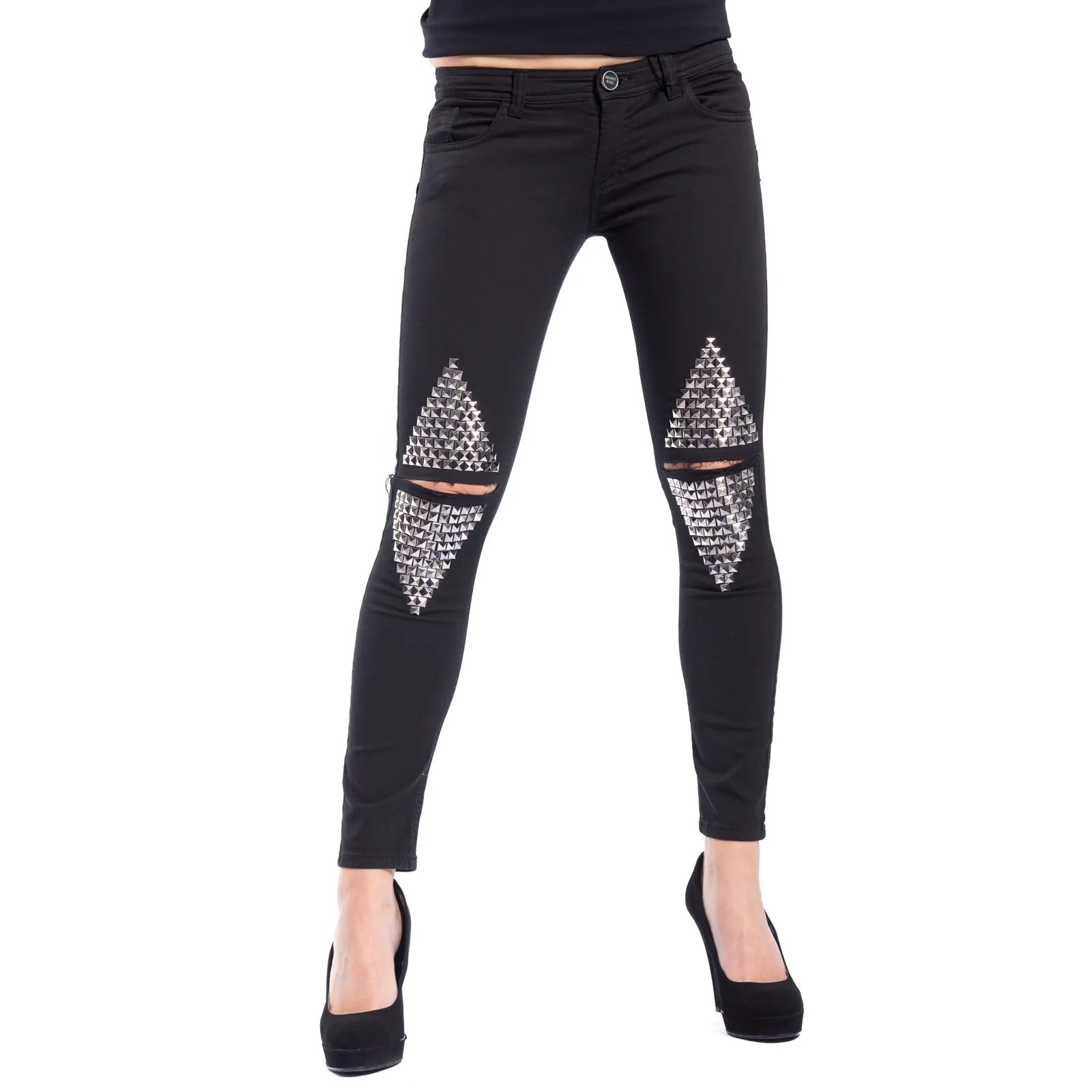 DENNY ROSE Jeans slim fit con borchie NERO 52DR22007