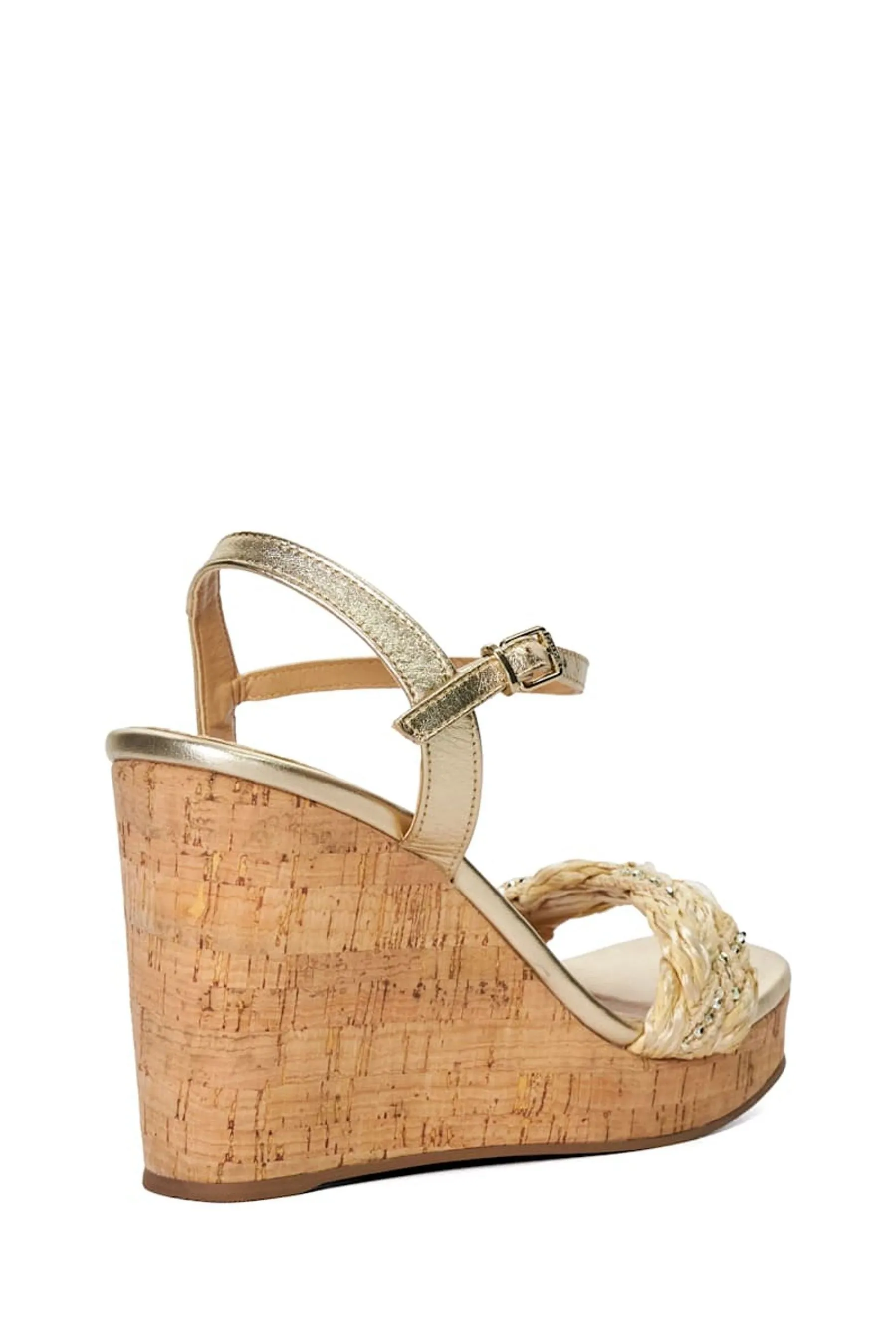 Dune London Kastle Embellished Raffia Wedge Sandals