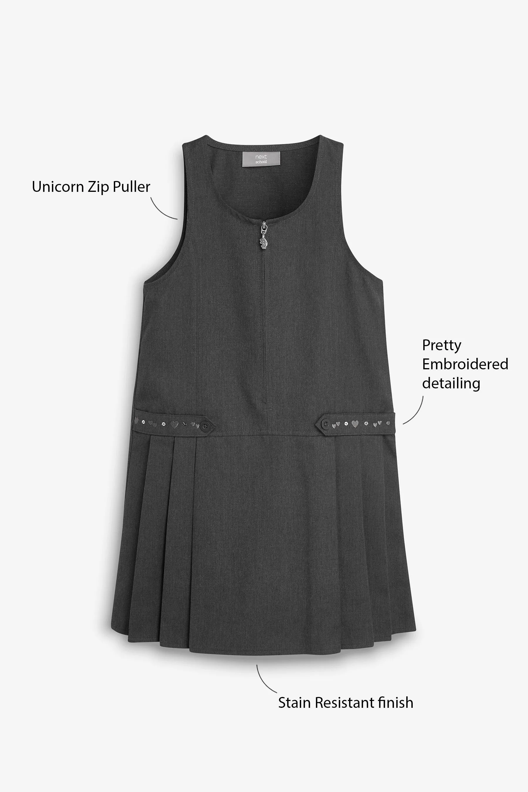 Embroidered Pinafore School Dress (3-14yrs)    