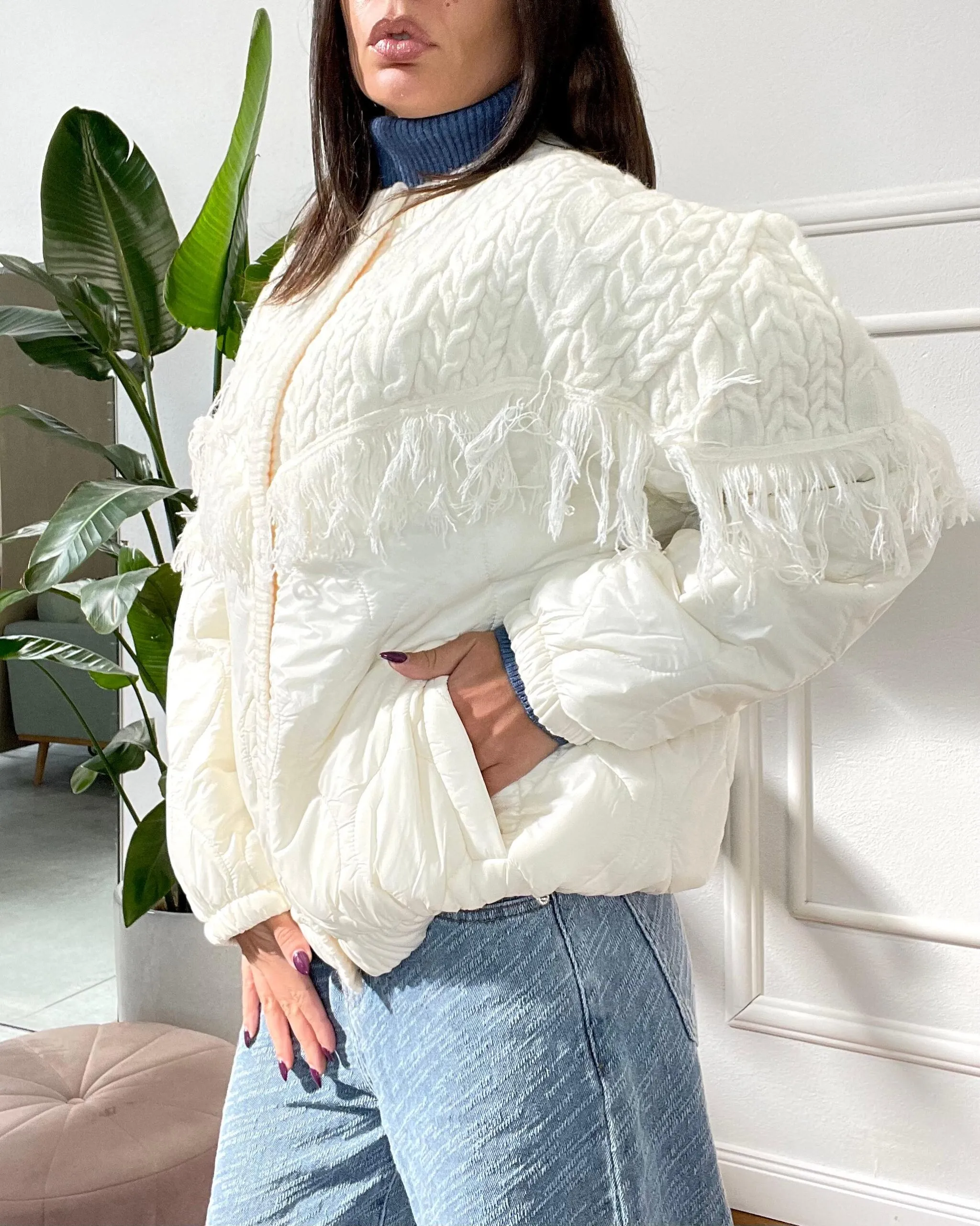 GIUBBINO BOMBER IN MAGLIA 199 panna