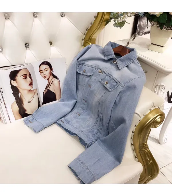 Giubbino jeans fringe strass