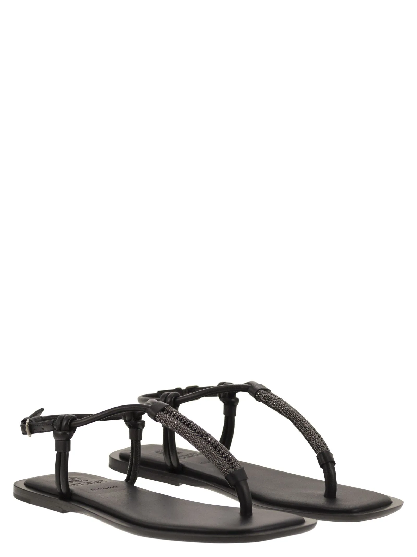 Leather Sandals with Precious Braided Straps