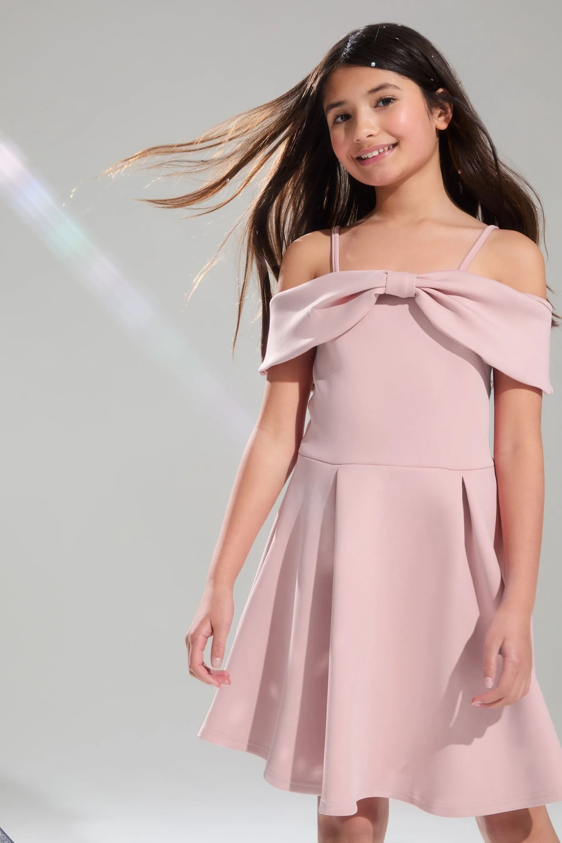 Lipsy Cold Shoulder Bow Skater Dress (5-16yrs)    