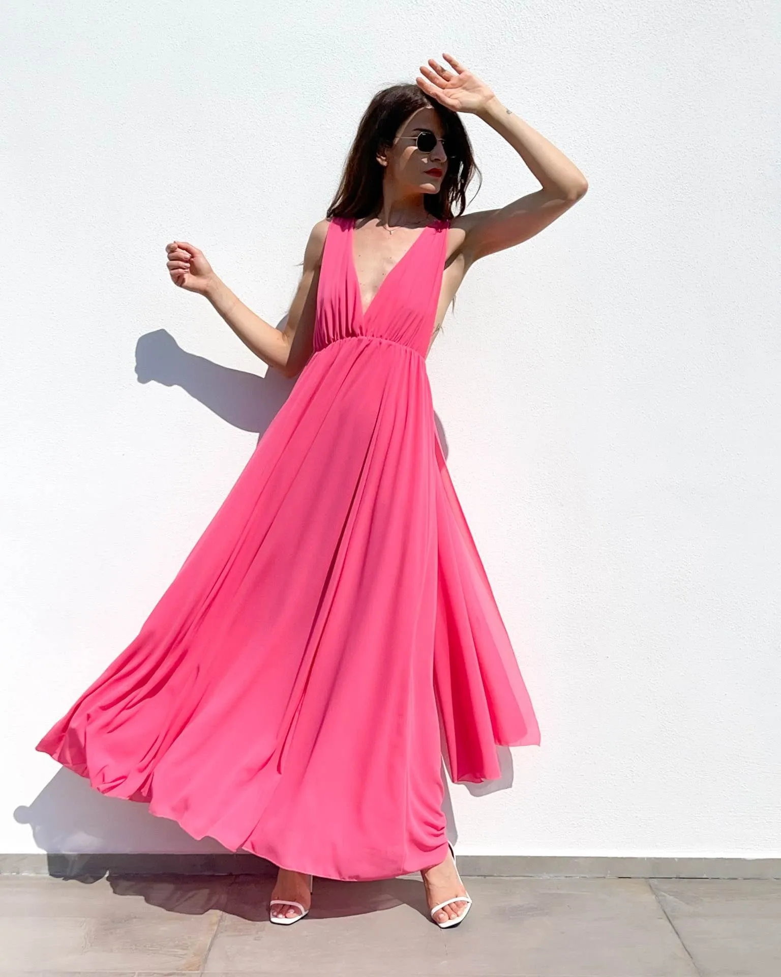 LONG DRESS MICHELLE HOT CORAL