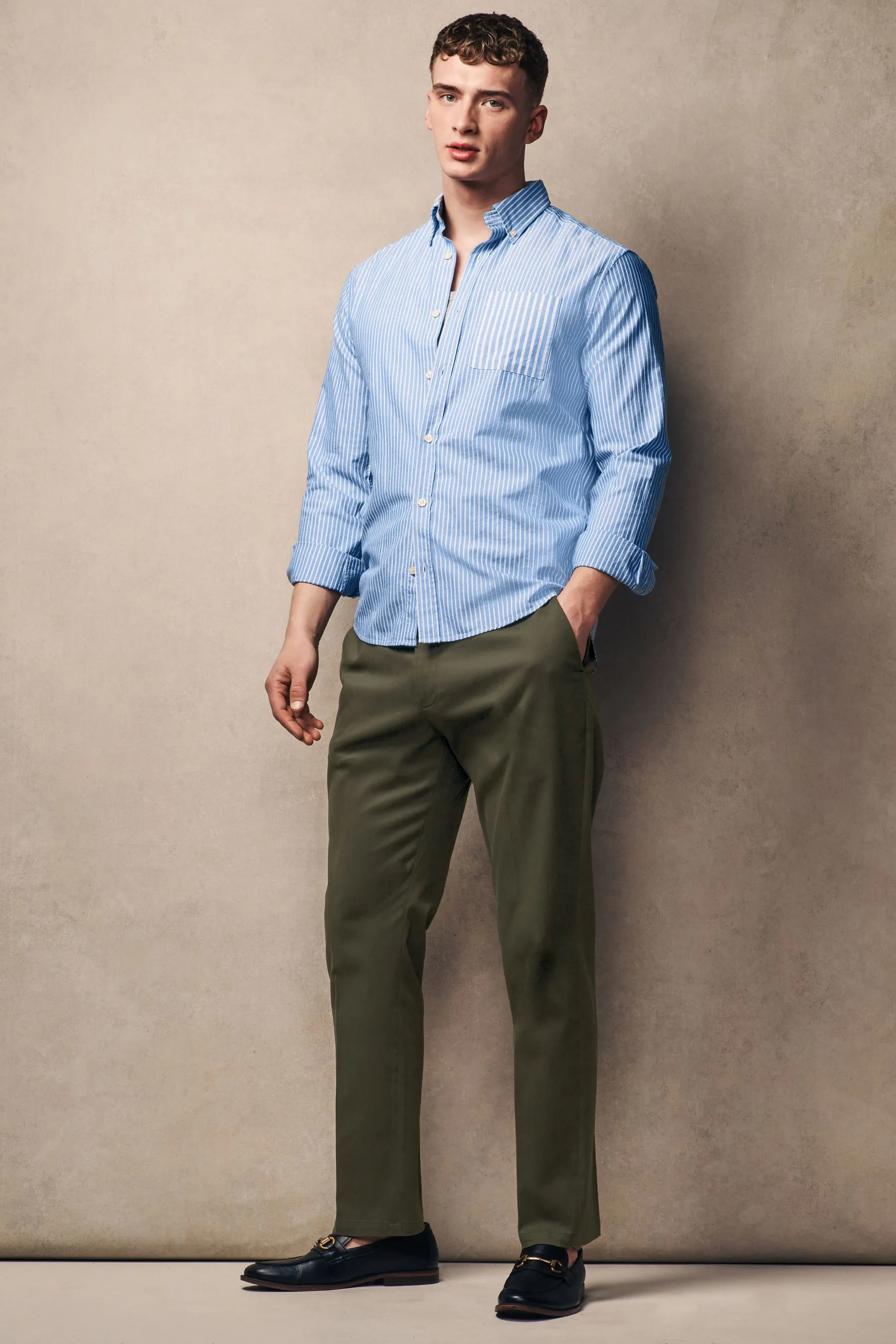 Pantaloni chino elasticizzati in rasatello Pantaloni