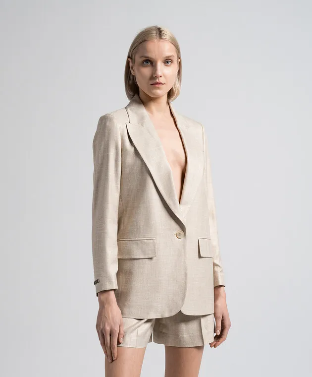 Peserico Giubbino beige con catena monil E0112803344