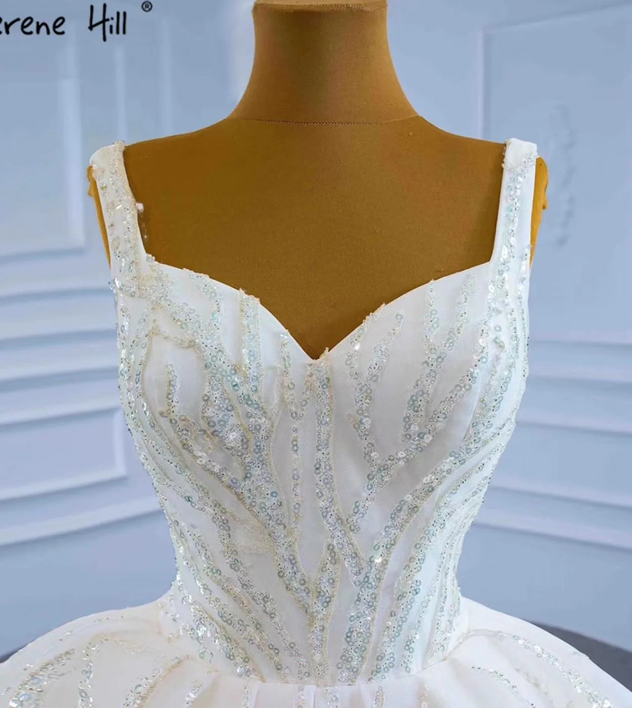 Serene Hill Luxury White  Wedding Dresses  Sparkle Beading Sleeveless Lace Up Bridal Dress Hm67246  Wedding Dresses