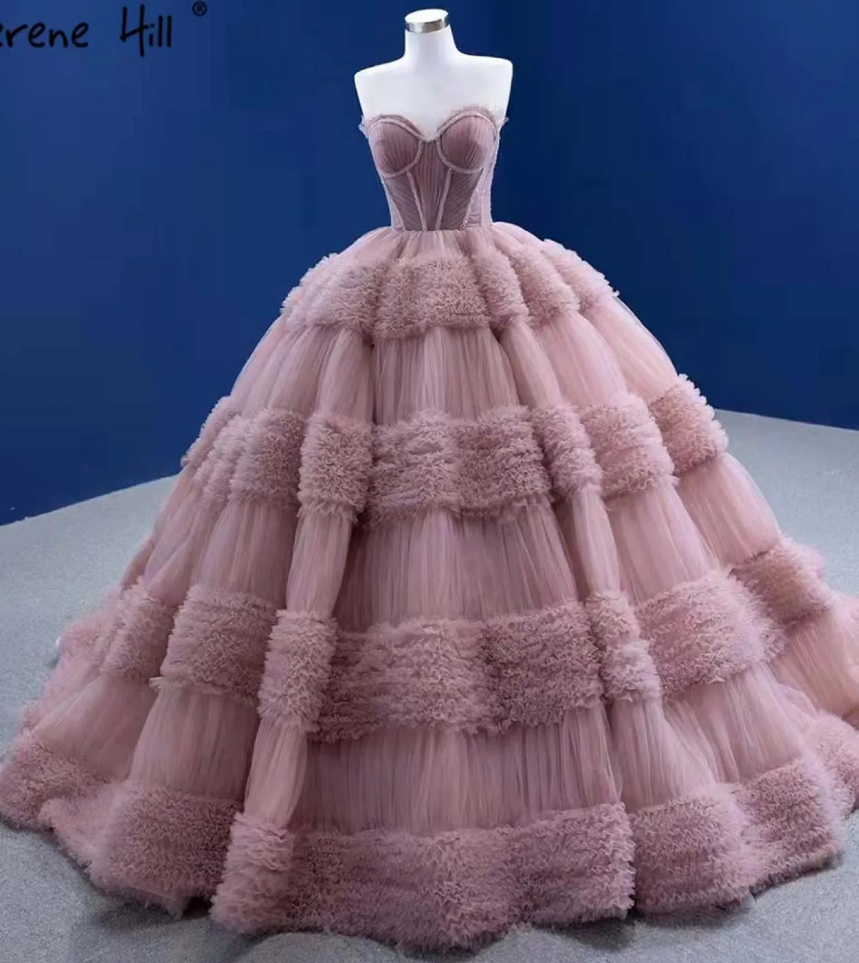 Serene Hill Pink Ruffles  Wedding Dresses 2022 Sleeveless Simple Highend Bridal Dress Hm67372 Custom Made  Wedding Dress