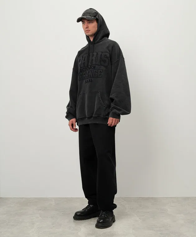 Vetements Felpa grigia con cappuccio con ricamo testurizzato Paris Vetements UA65HD550BM