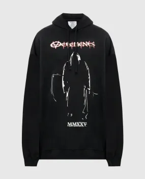 Vetements Felpa nera con cappuccio con stampa logo UA65HD450B